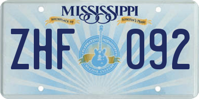 MS license plate ZHF092