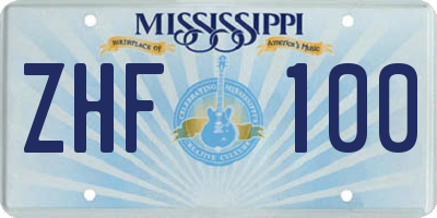 MS license plate ZHF100
