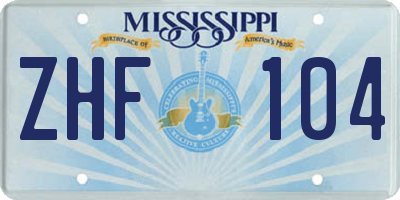 MS license plate ZHF104