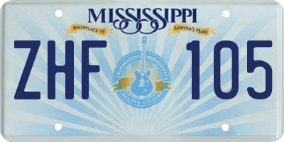 MS license plate ZHF105