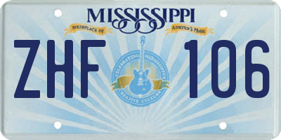 MS license plate ZHF106