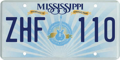 MS license plate ZHF110