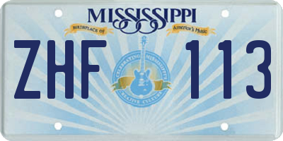 MS license plate ZHF113