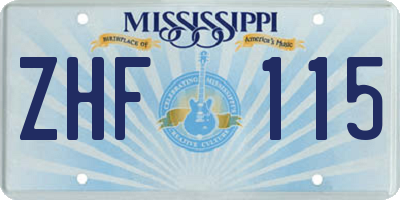 MS license plate ZHF115