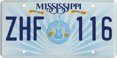 MS license plate ZHF116