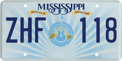 MS license plate ZHF118