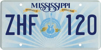 MS license plate ZHF120