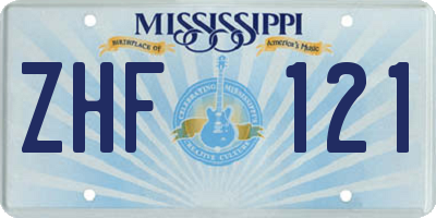 MS license plate ZHF121