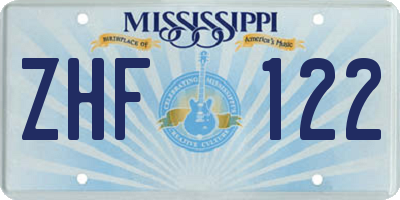 MS license plate ZHF122