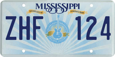 MS license plate ZHF124