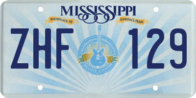 MS license plate ZHF129