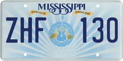 MS license plate ZHF130