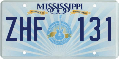 MS license plate ZHF131