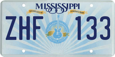 MS license plate ZHF133