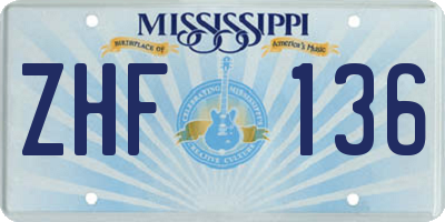 MS license plate ZHF136