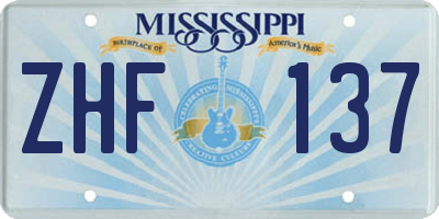MS license plate ZHF137