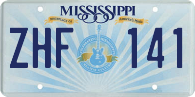 MS license plate ZHF141
