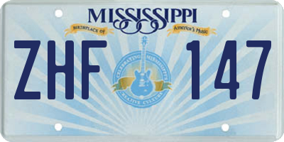 MS license plate ZHF147