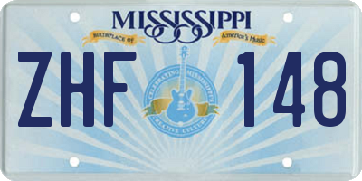 MS license plate ZHF148