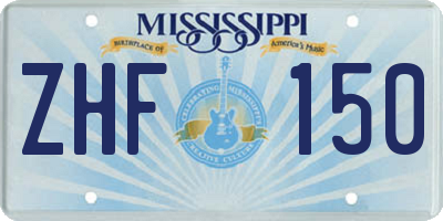 MS license plate ZHF150