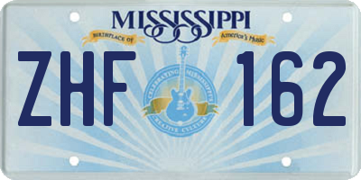 MS license plate ZHF162