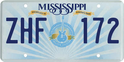 MS license plate ZHF172