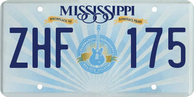 MS license plate ZHF175