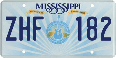 MS license plate ZHF182