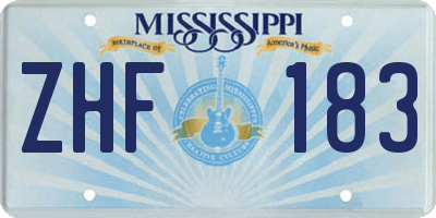 MS license plate ZHF183