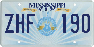 MS license plate ZHF190