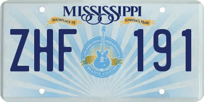 MS license plate ZHF191