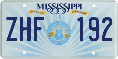 MS license plate ZHF192