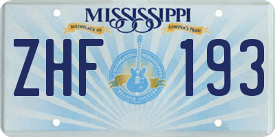MS license plate ZHF193