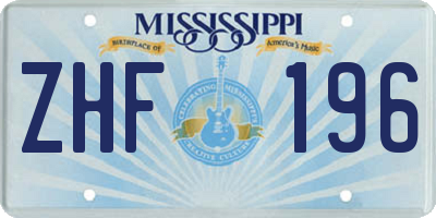 MS license plate ZHF196