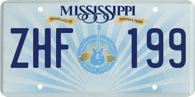 MS license plate ZHF199