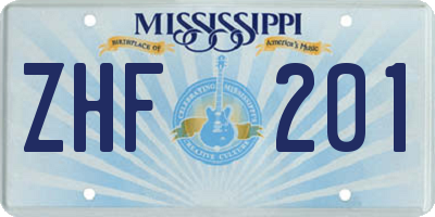 MS license plate ZHF201