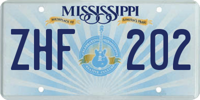 MS license plate ZHF202