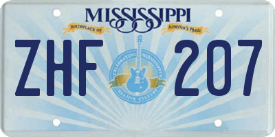 MS license plate ZHF207