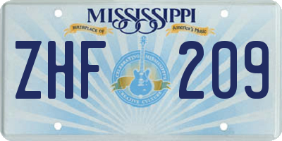 MS license plate ZHF209