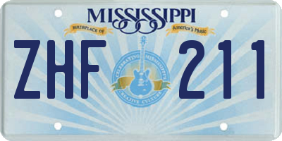 MS license plate ZHF211