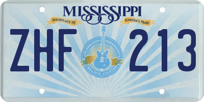 MS license plate ZHF213