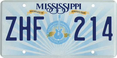 MS license plate ZHF214