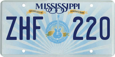 MS license plate ZHF220