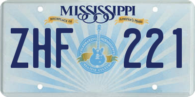 MS license plate ZHF221