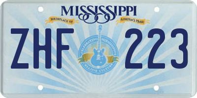 MS license plate ZHF223