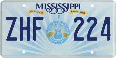 MS license plate ZHF224