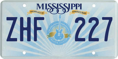 MS license plate ZHF227