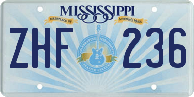 MS license plate ZHF236
