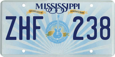 MS license plate ZHF238
