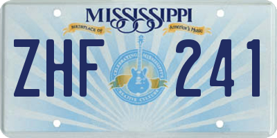 MS license plate ZHF241